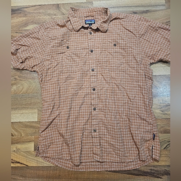 Patagonia Men’s XL Hemp Organic Cotton Plaid Button Shirt Rust Orange - Picture 1 of 8